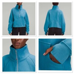 Lululemon Scuba Oversized Funnel Neck Half Zip Sweatshirt in Oceanic Sz S/XS
